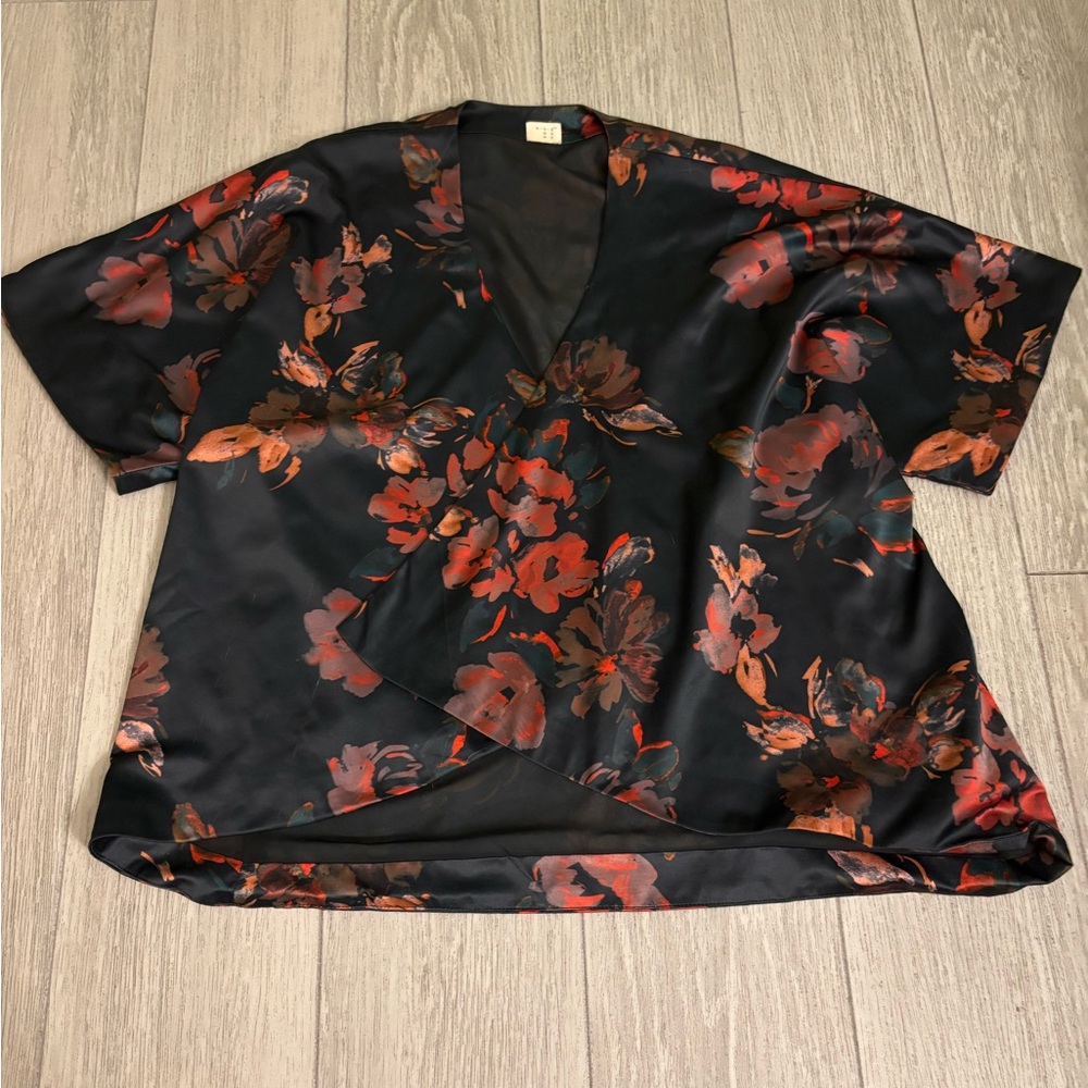 Kimono jacket - black with floral pattern. EUC.